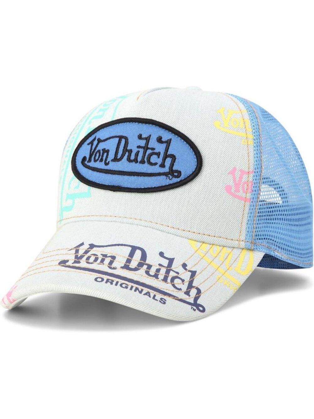 Stylish Monogram Trucker Cap - Mesh Back, Curved Bill, Adjustable Snapback
